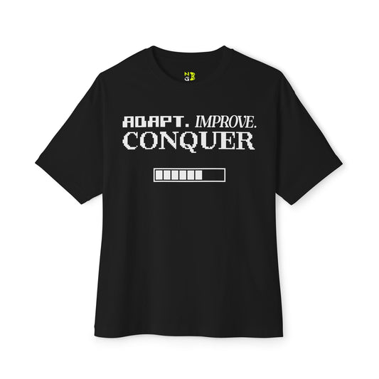 Adapt, Improve, Conquer Unisex Tee - Gaming Inspired Shirt, Oversized Box Tee, Gamer Gift, Video Game Clothing, Busy Gamer Apparel