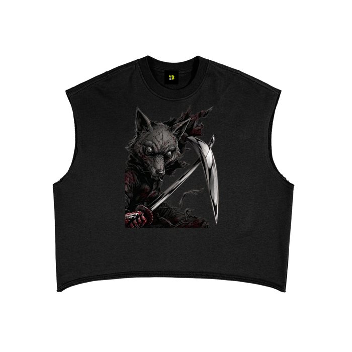 Lone Wolf Boxy Tank - Heavyweight Gamer Graphic Streetwear