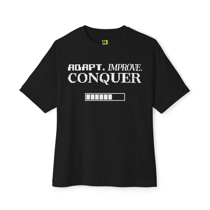 Adapt, Improve, Conquer Unisex Tee - Gaming Inspired Shirt, Oversized Box Tee, Gamer Gift, Video Game Clothing, Busy Gamer Apparel
