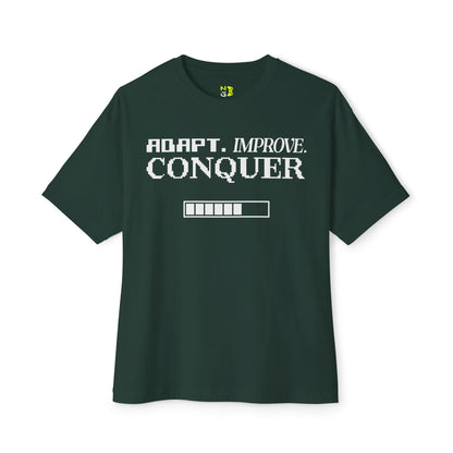 Adapt, Improve, Conquer Unisex Tee - Gaming Inspired Shirt, Oversized Box Tee, Gamer Gift, Video Game Clothing, Busy Gamer Apparel