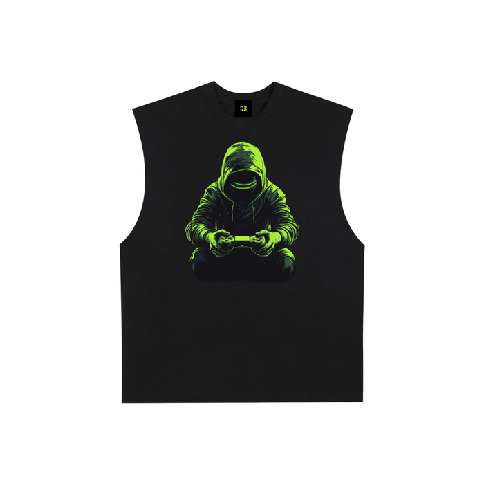 Locked In Raw-Edge Muscle Tank - Neon Gamer Graphic Streetwear