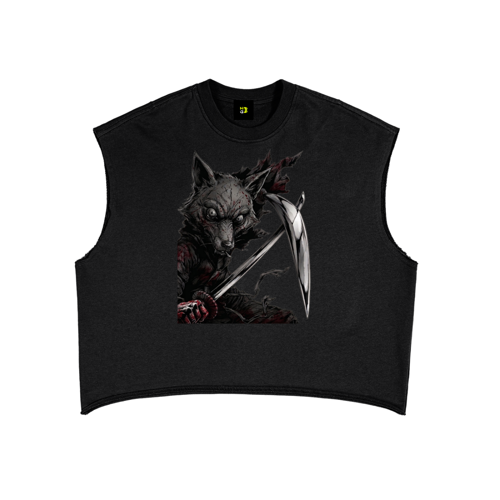 Lone Wolf Boxy Tank - Heavyweight Gamer Graphic Streetwear