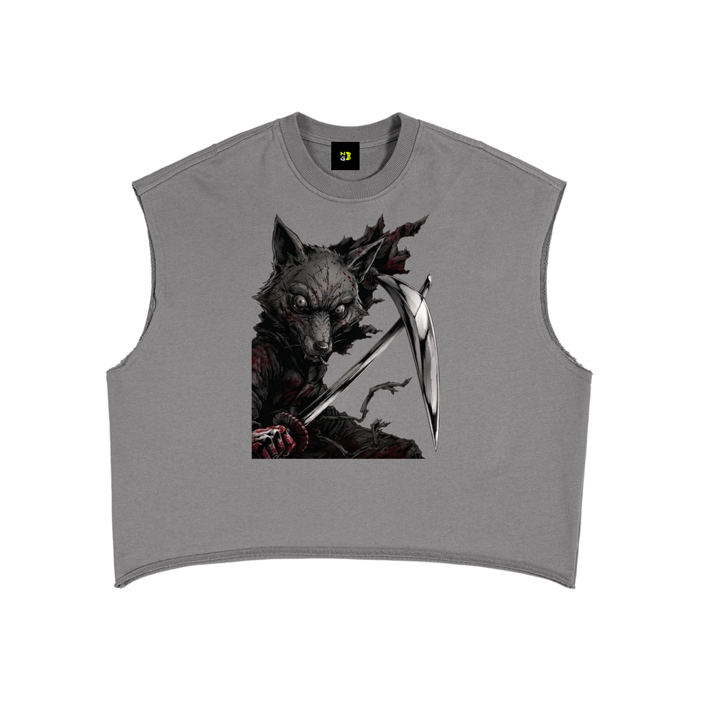 Lone Wolf Boxy Tank - Heavyweight Gamer Graphic Streetwear